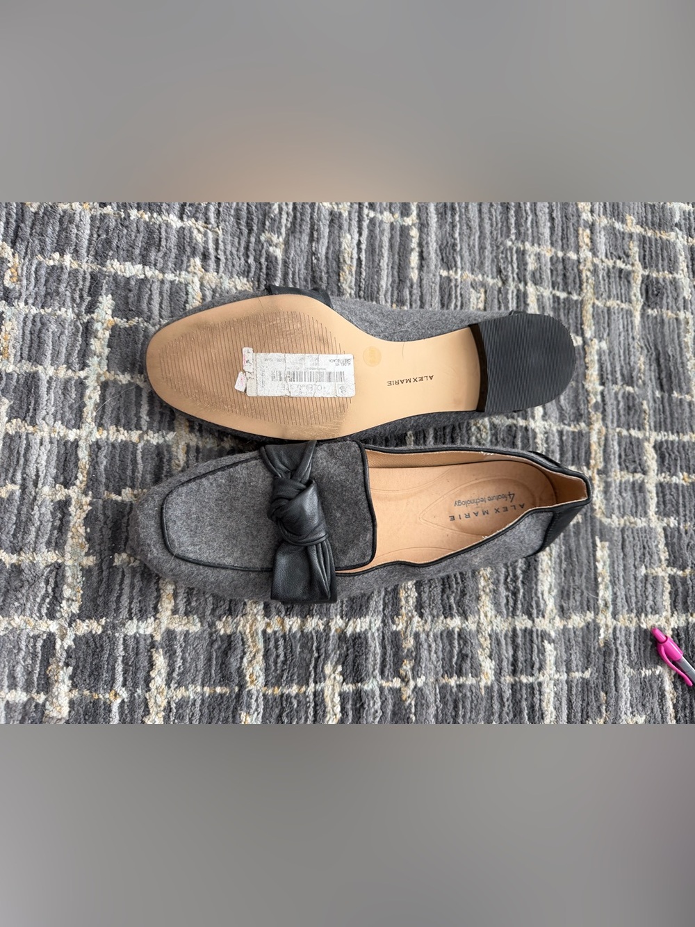 Alex Marie Gray Felt Loafer with Black Knot Detail